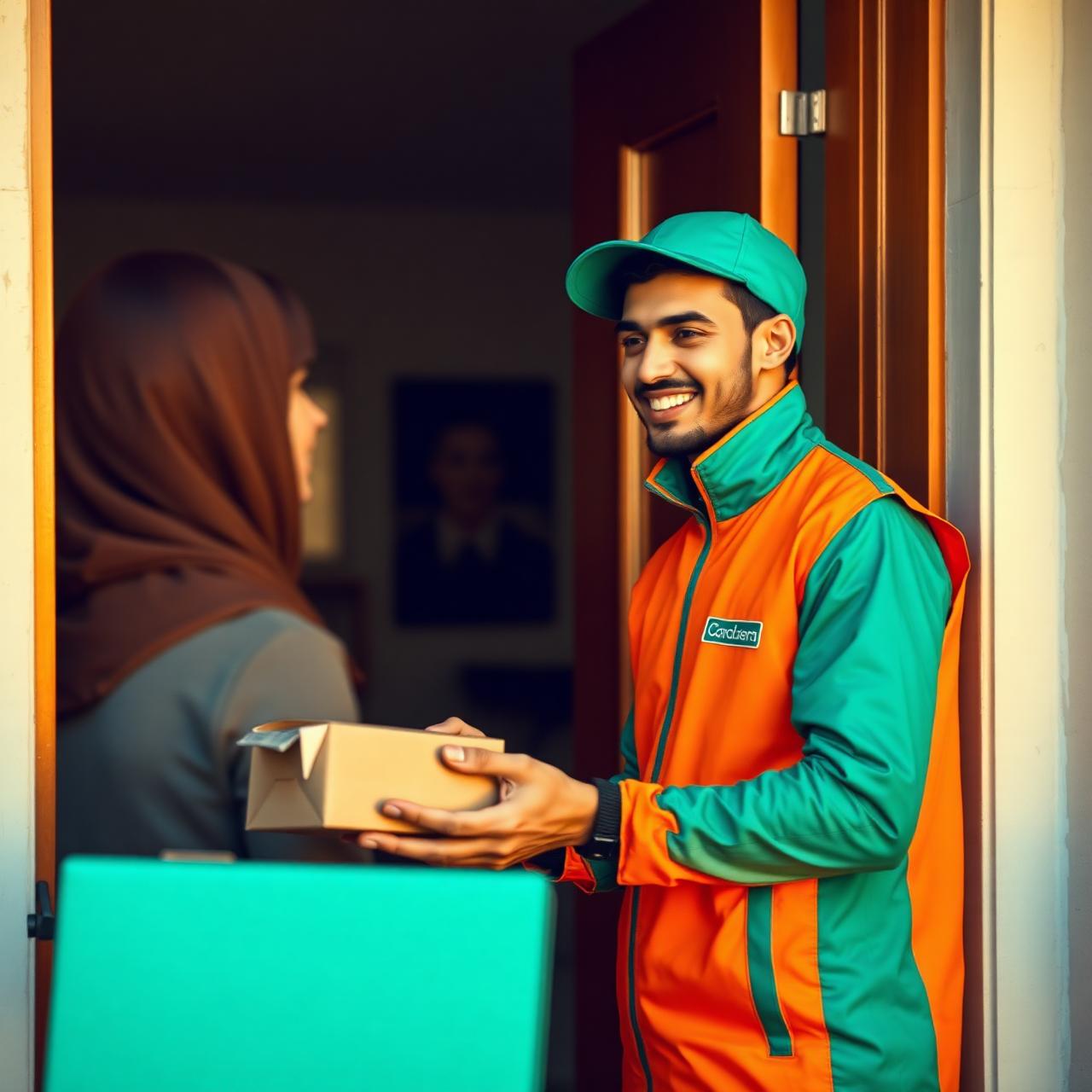 Sa'ee courier delivering a parcel